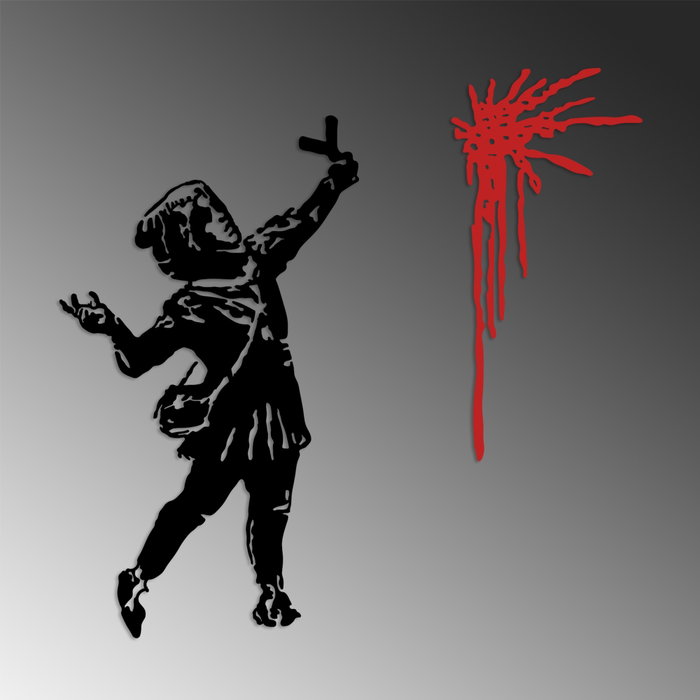 Wallity Banksy Metal 09 Escultura de pared negra
